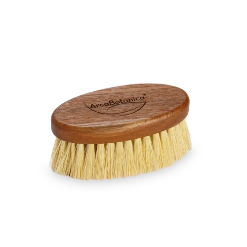 Spazzola Dry Brushing Corpo in Teak FLOREA con RAME da viaggio - Ovale