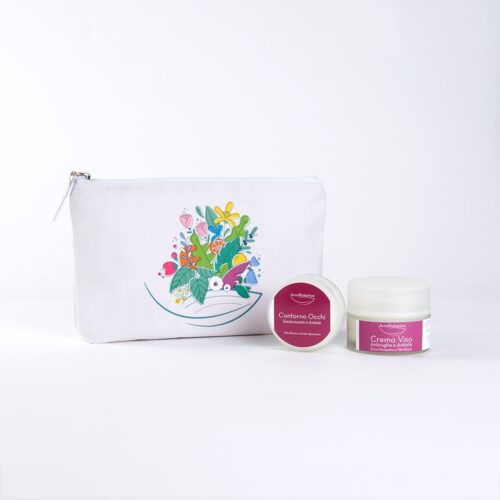 Kit “Anti-age Viso Radioso” con beauty pochette green