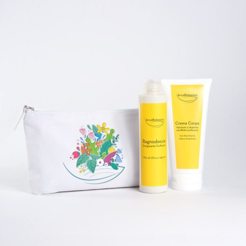 Kit “Energia e vitalità per la pelle” con beauty pochette green