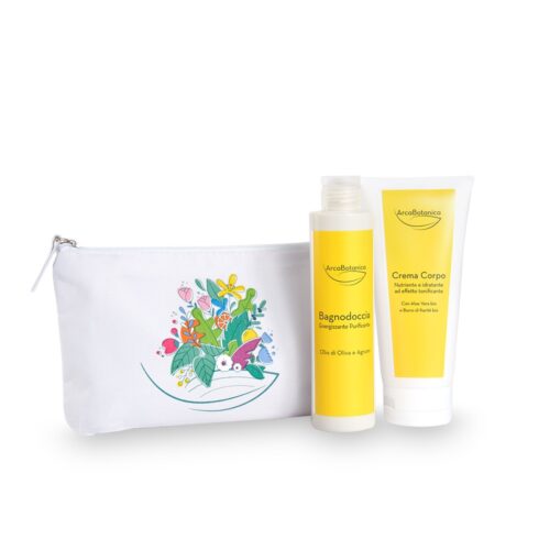 Kit "Energia e vitalità per la pelle" con beauty pochette green