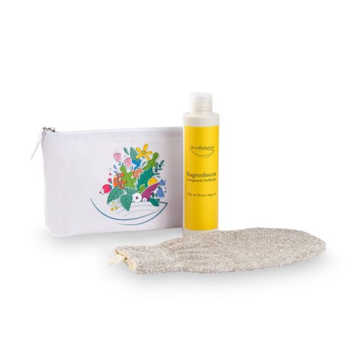 Kit "Doccia per una Nuova Pelle" con beauty pochette green