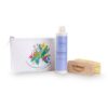 Kit "Rituale Dry Brushing & Doccia alla Lavanda" con beauty pochette green