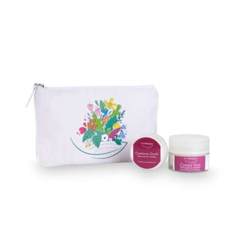 Kit "Anti-age Viso Radioso" con beauty pochette green