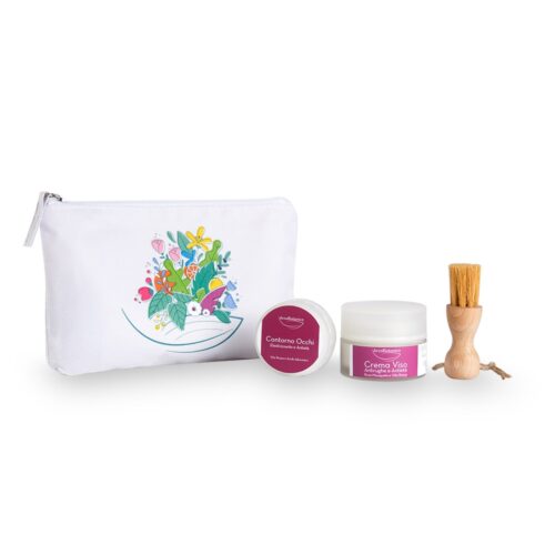 Kit "Rituale Antiage & Viso Radioso" con beauty pochette green