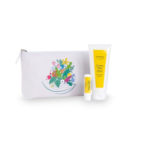 Kit "Agrumi per Mani e Labbra perfette" con beauty pochette green