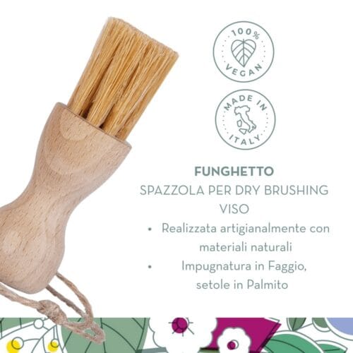 Alternative view of Spazzola Dry Brushing Viso FUNGHETTO - Setole naturali in Palmito