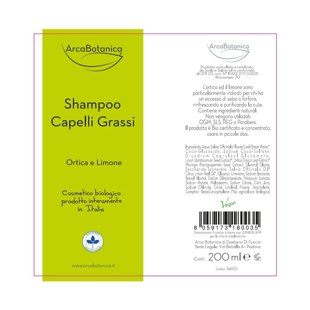 Shampoo Capelli Grassi Ortica e Limone - 200 ml - immagine 5